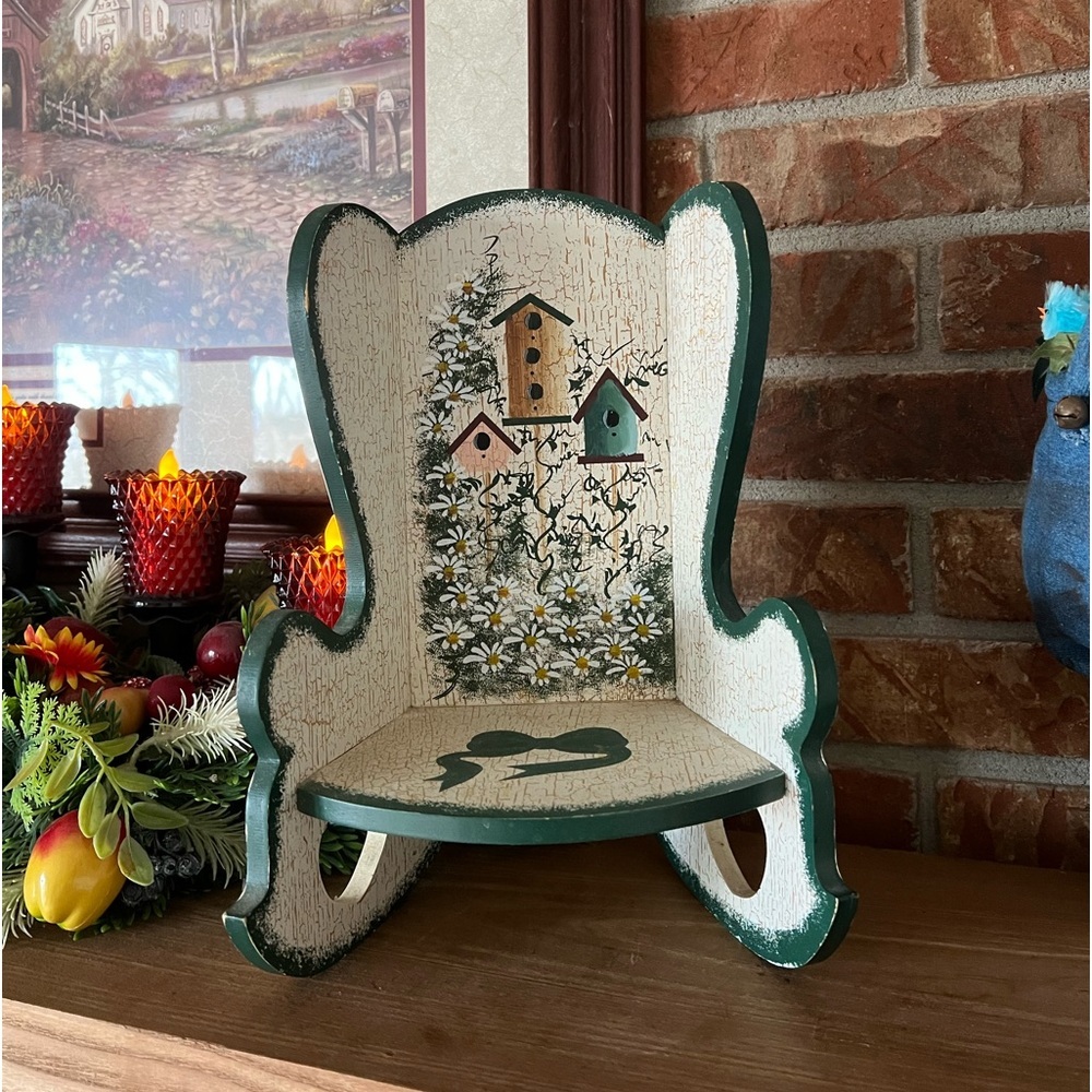 Rare Vintage 1982 Hand Painted Birdhouse Solid Wood Heart
Rocking Chair